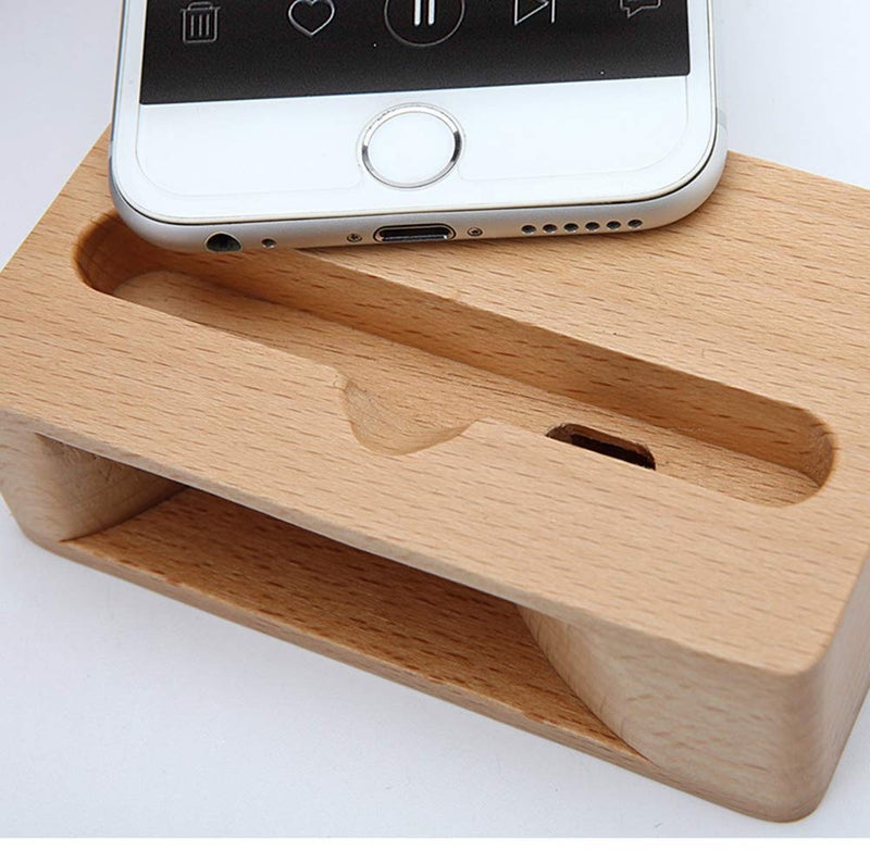 UnnFiko Wooden Sound Amplifier Stand Holder for iPhone, Natural Loudspeaker Mini Megaphone Cell Phone Stand (Square) - Image 5